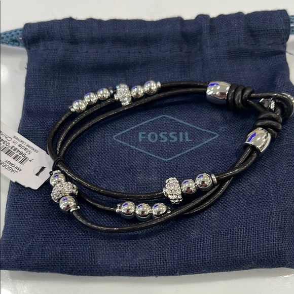 Fossil Jewelry - Fossil Black and Silver Multi-Strand Crystal Bracelet BRAND NEW